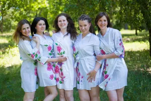 Light Blue Swirly Floral Vine Pattern Bridesmaids Robes