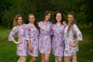 Lilac Romantic Flowers Pattern Bridesmaids Robes