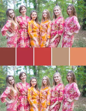 Maroon, Marsala and Mustard Gold Wedding Colors Bridesmaids Robes