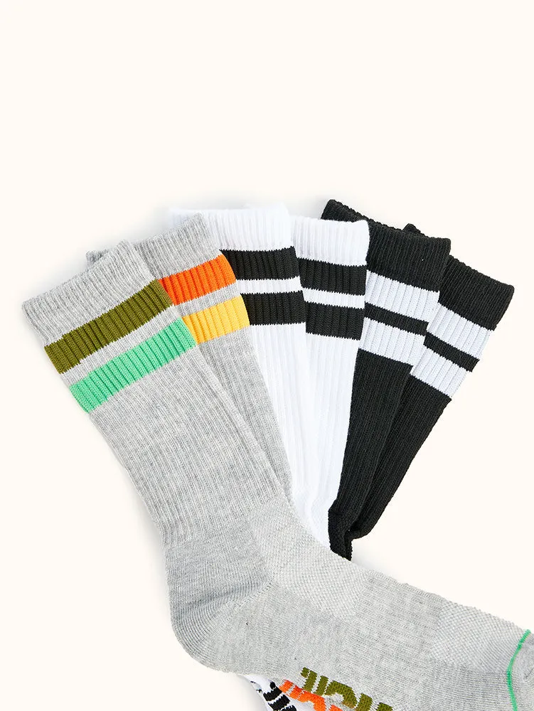 Men's Half Cushion Crew Socks (6 Pairs) - Assorted Colors