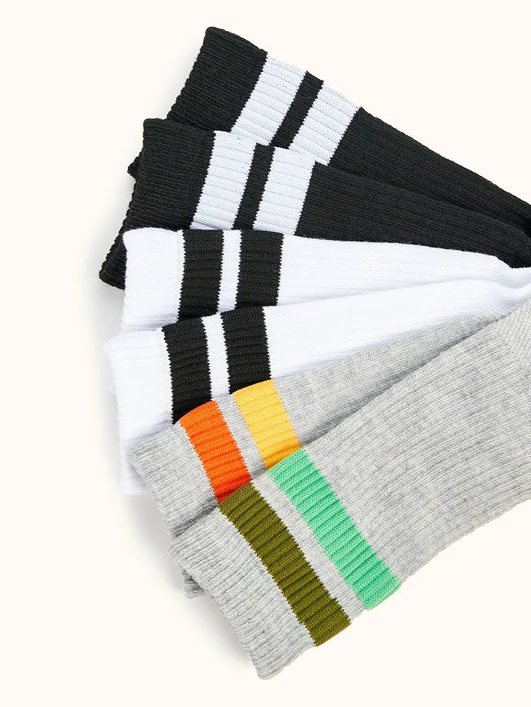 Men's Half Cushion Crew Socks (6 Pairs) - Assorted Colors