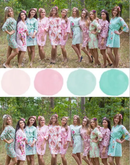 Mint & Pink Wedding Colors Bridesmaids Robes