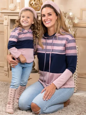 Mommy and Me Striped Colorblock Hoodie