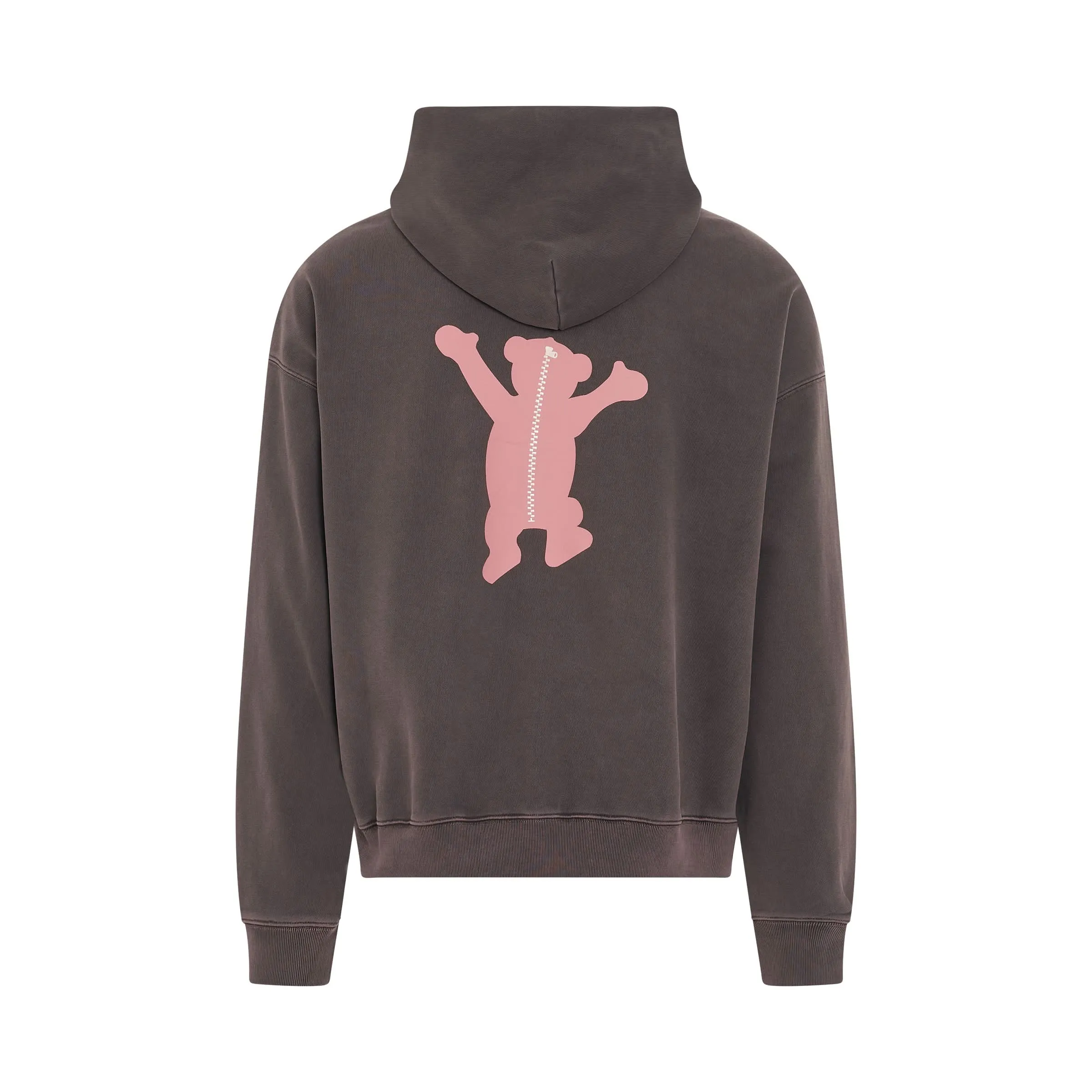 New Teddy Logo Pigment Hoodie in Charcoal