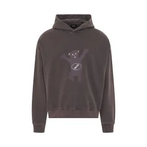 New Teddy Logo Pigment Hoodie in Charcoal