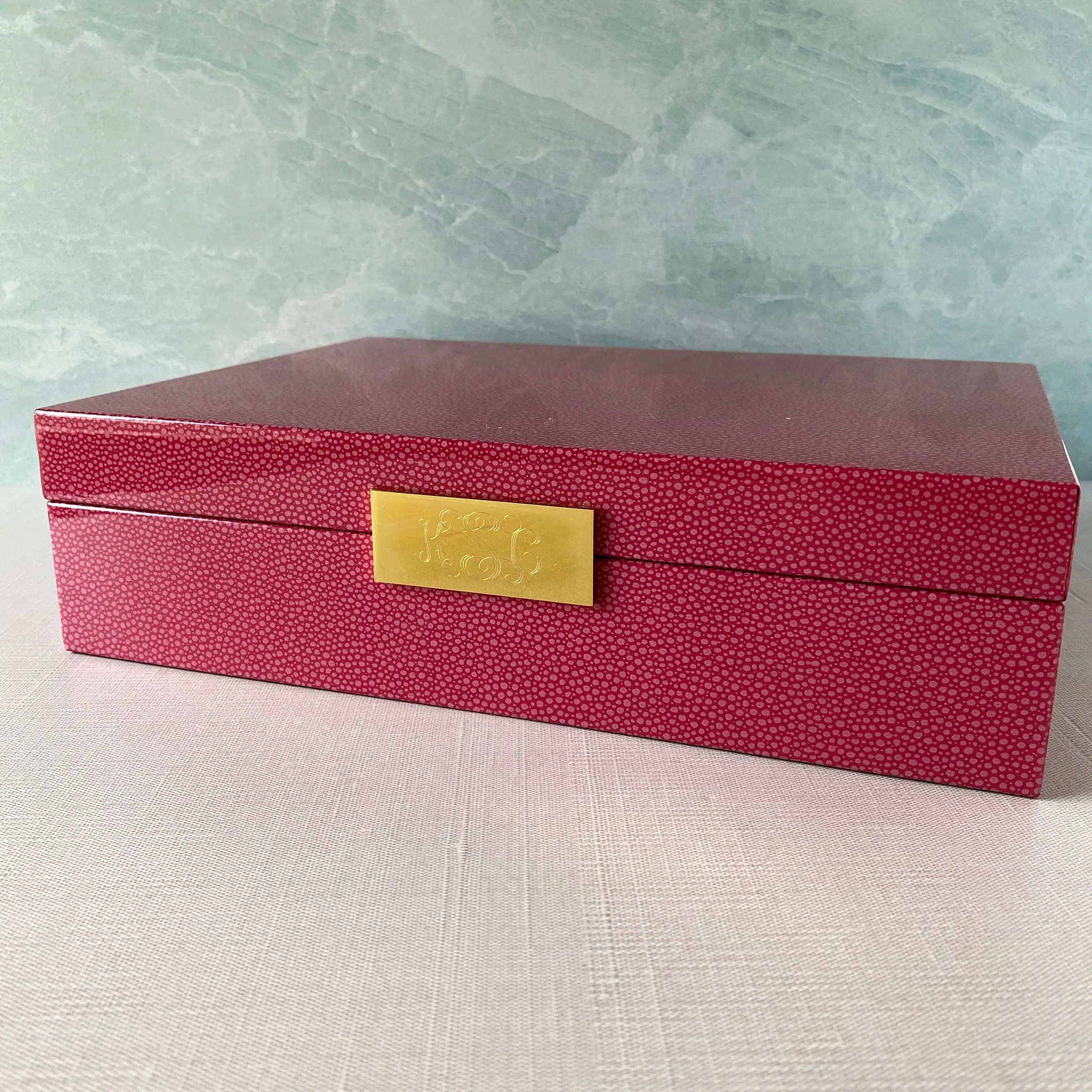 Orange Crocodile & Gold Plated Trim Large Jewelry Box