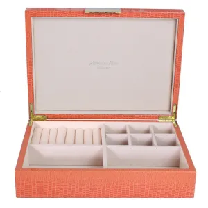 Orange Crocodile & Gold Plated Trim Large Jewelry Box