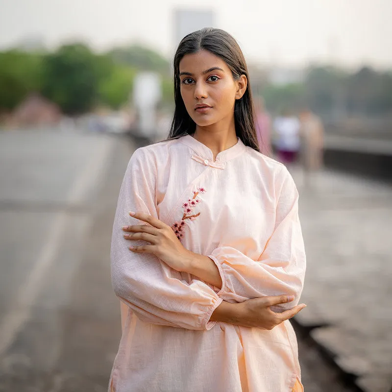 Pink  Embroidered Shirt for Women | Full Sleeves | Cotton