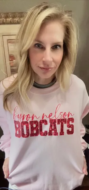 Pink Out Faux Glitter Bobcats Sweatshirt