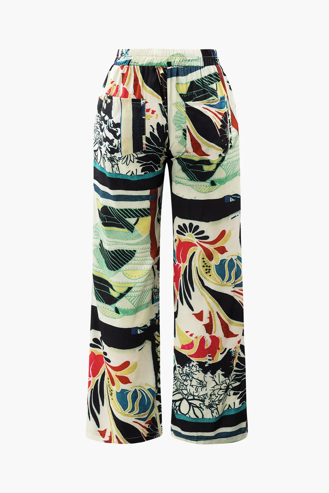 Plus Size Floral Print High-Waisted Straight Leg Pants – Multicolor