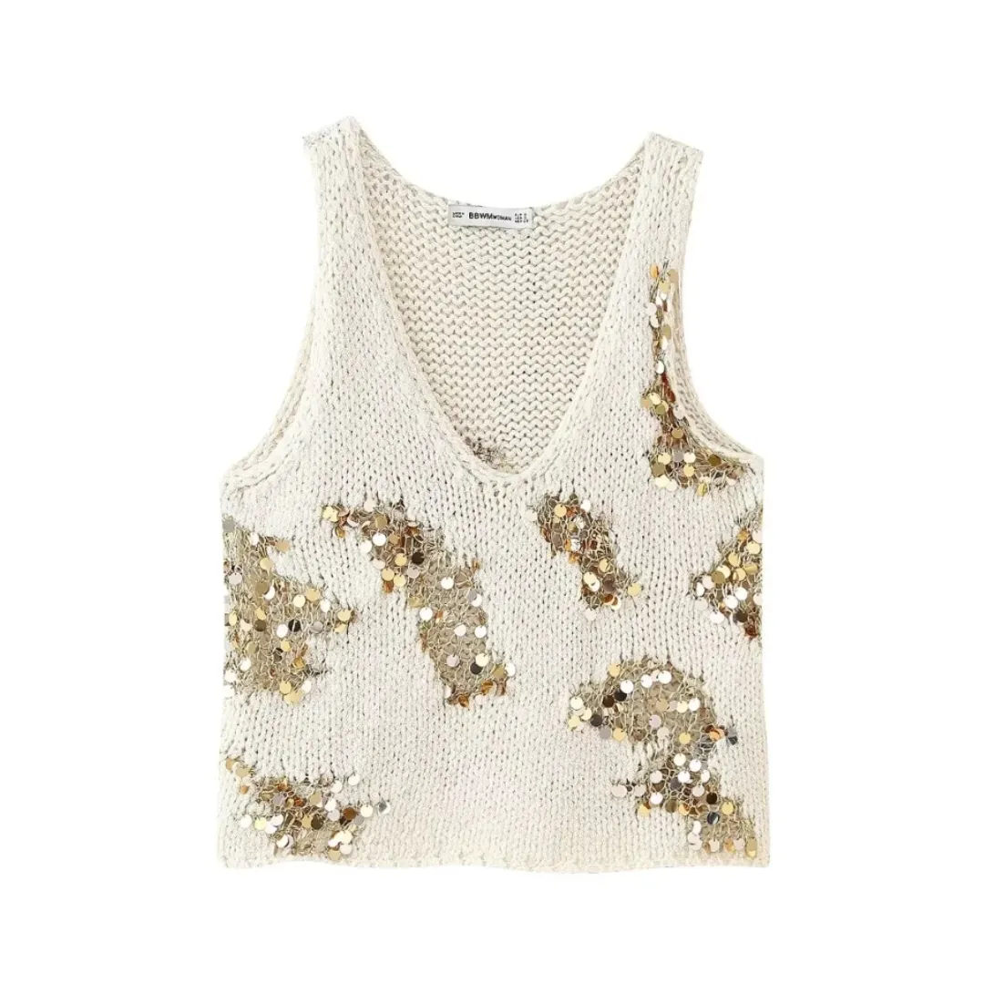 Pre Order:  Sequin Knitted Vest Top