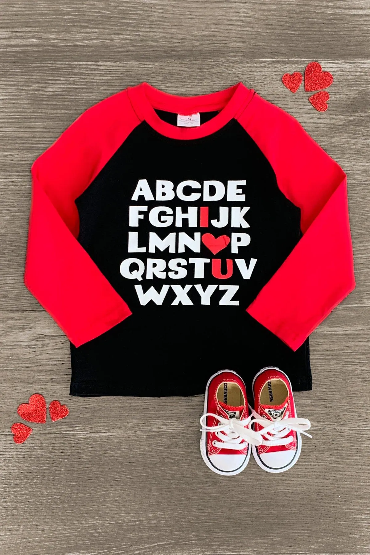 "I Love U" Black & Red Top