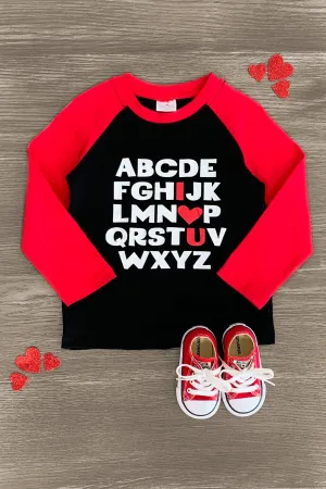 "I Love U" Black & Red Top