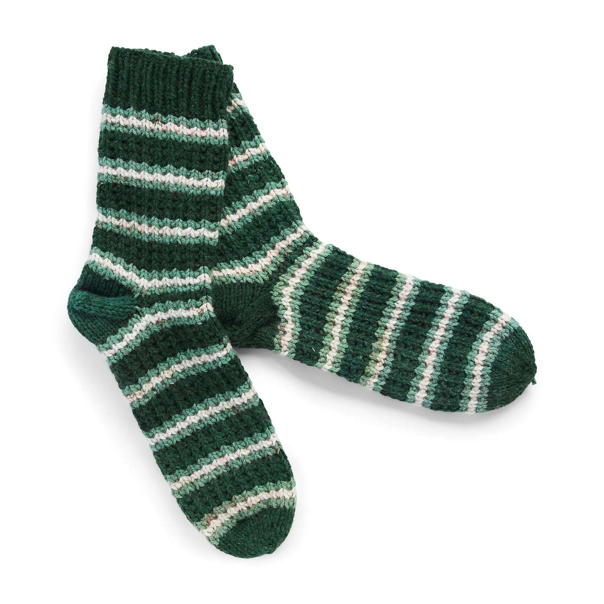 Red Heart Striped Cozy Knit Socks