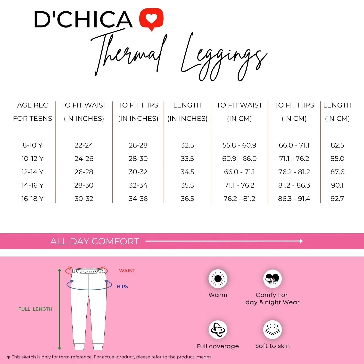 Regular Fit Warm Thermal Leggings | White Winterwear For Girls & Young Women | Set of 1