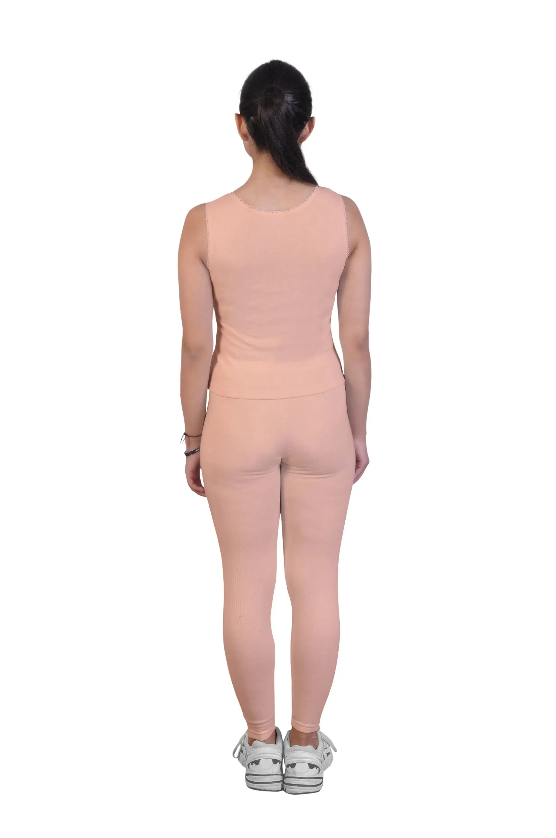 Regular Fit Warm Thermal Set | Peach Thermal Tank Top & Leggings For  Young Women  | Set of 2