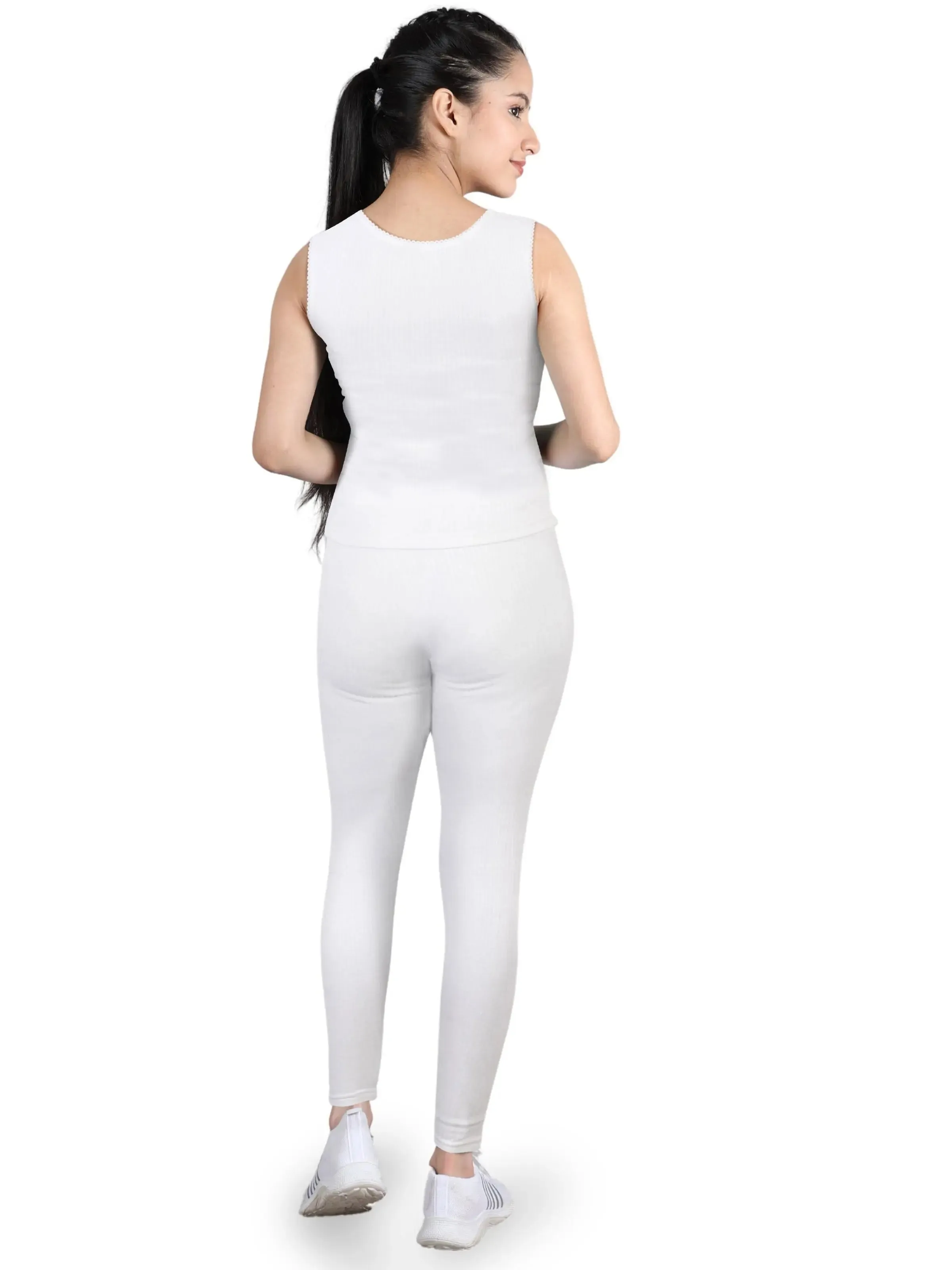 Regular Fit Warm Thermal Set | White Thermal Tank Top & Leggings For Girls & Young Women | Set of 2