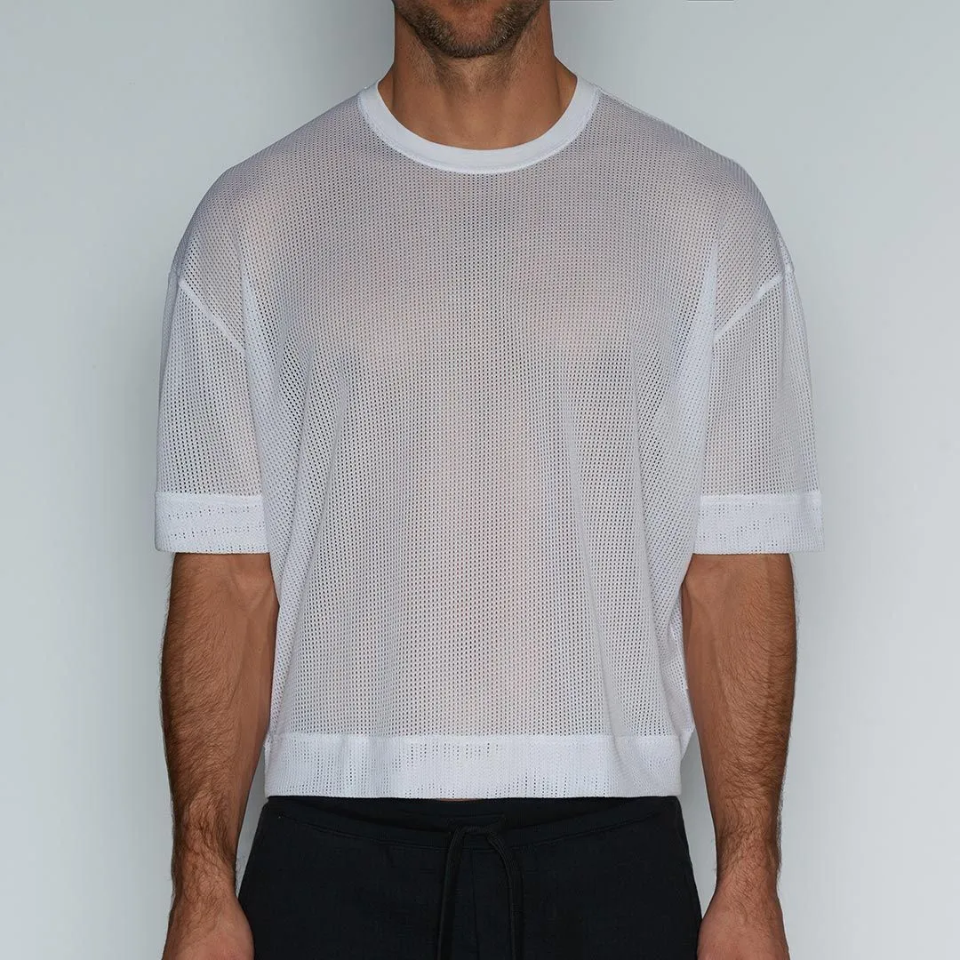 Scrimmage Oversized Crop Top Jay White