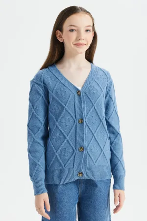 Senior Girls Blue Knitted Sweater