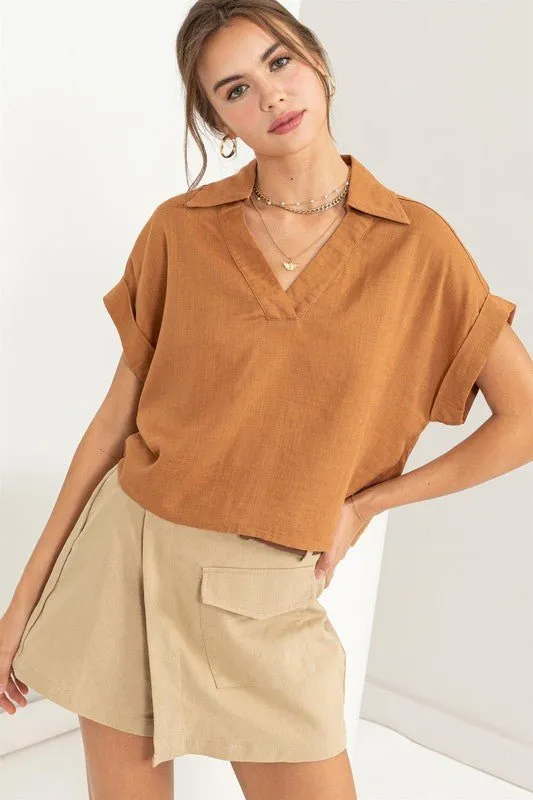 Short Sleeve Linen Top