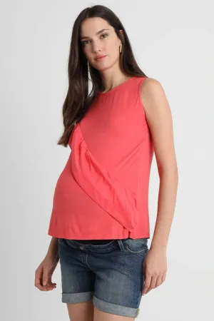 Sleeveless Caliana Frills Nursing Top Tulip