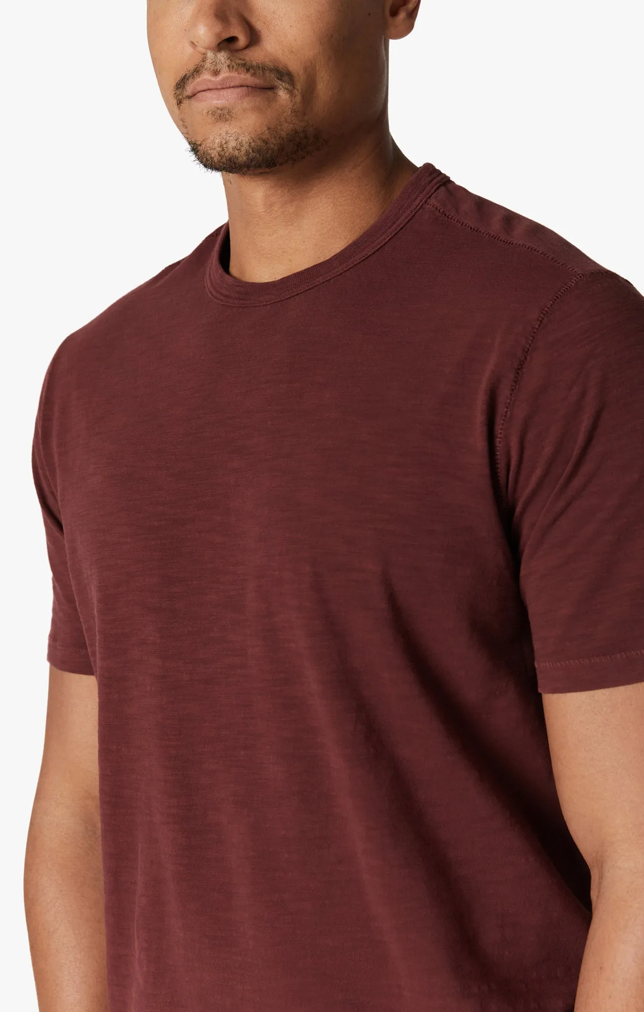 Slub Crew Neck T-Shirt In Port