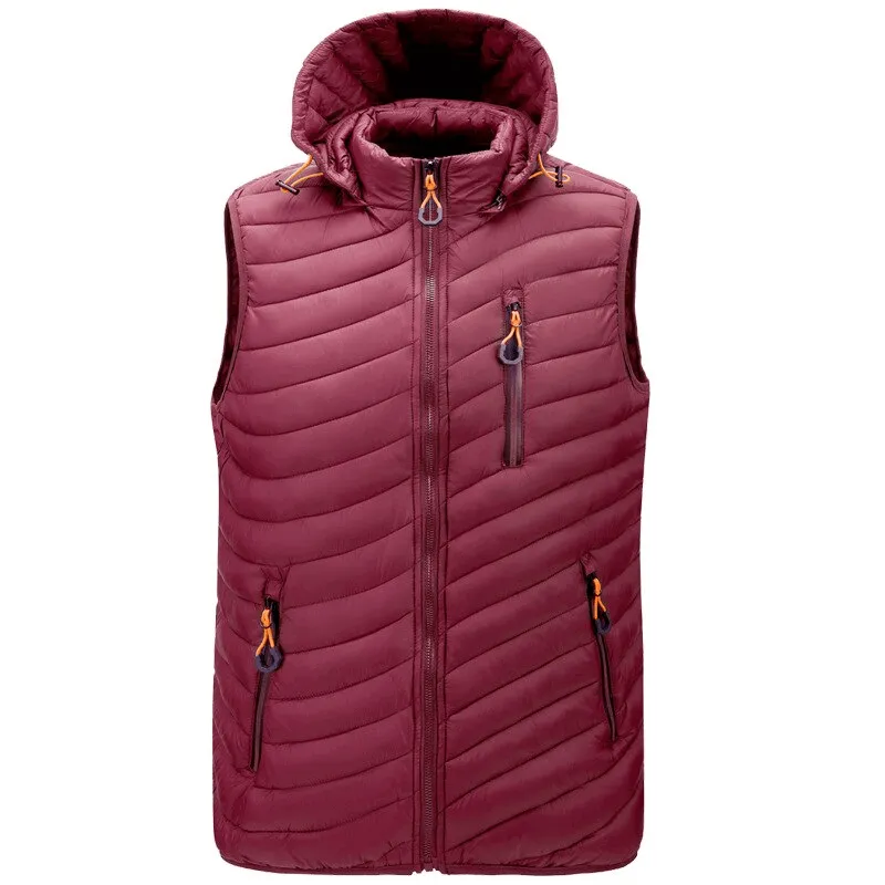 Stylish Sports Warmed Men's Vest with Hood and Zippered Pockets - SF1516