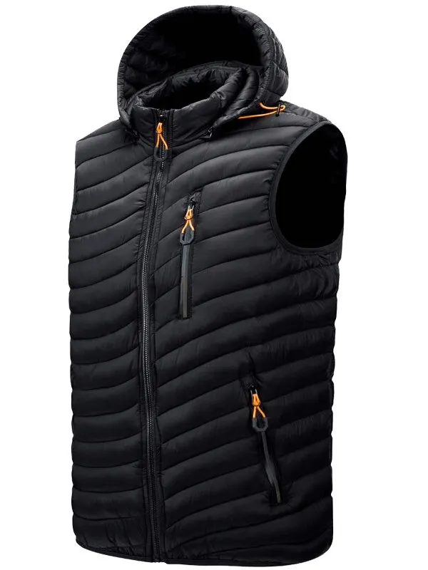 Stylish Sports Warmed Men's Vest with Hood and Zippered Pockets - SF1516