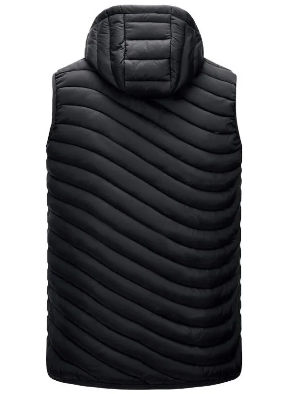 Stylish Sports Warmed Men's Vest with Hood and Zippered Pockets - SF1516