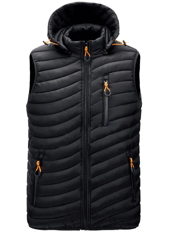 Stylish Sports Warmed Men's Vest with Hood and Zippered Pockets - SF1516