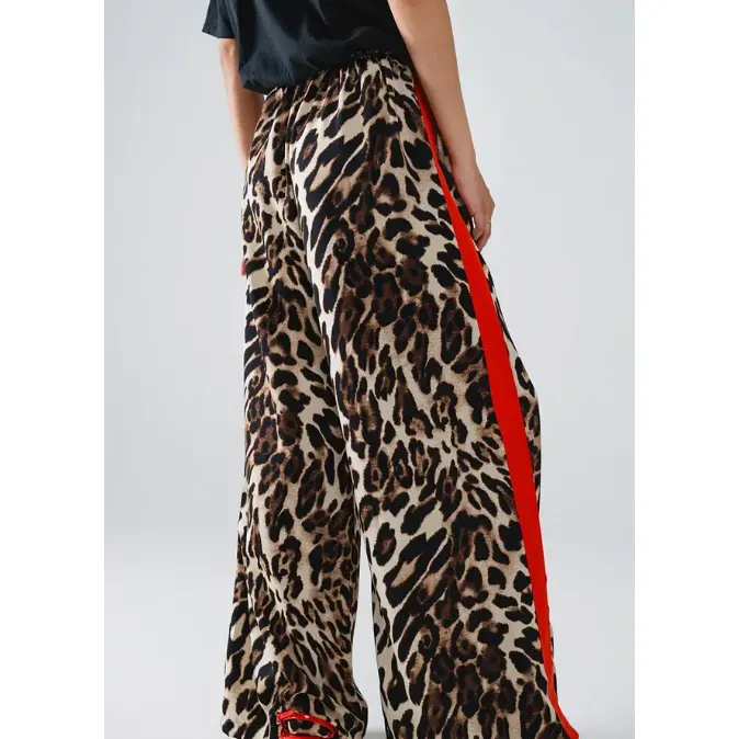 The London Red Side Stripe Leopard Print Pants