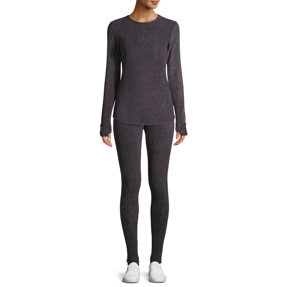 Thermal Stretch Fleece Top With Thumbhole Cuffs