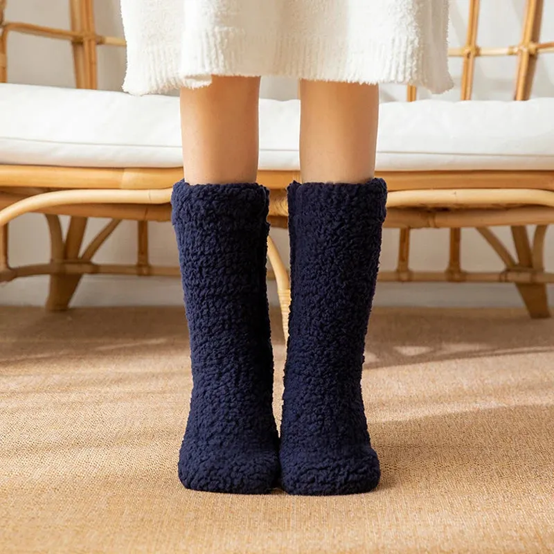 Thickened Winter Cotton Socks Women Warm Home Slipper Solid Color