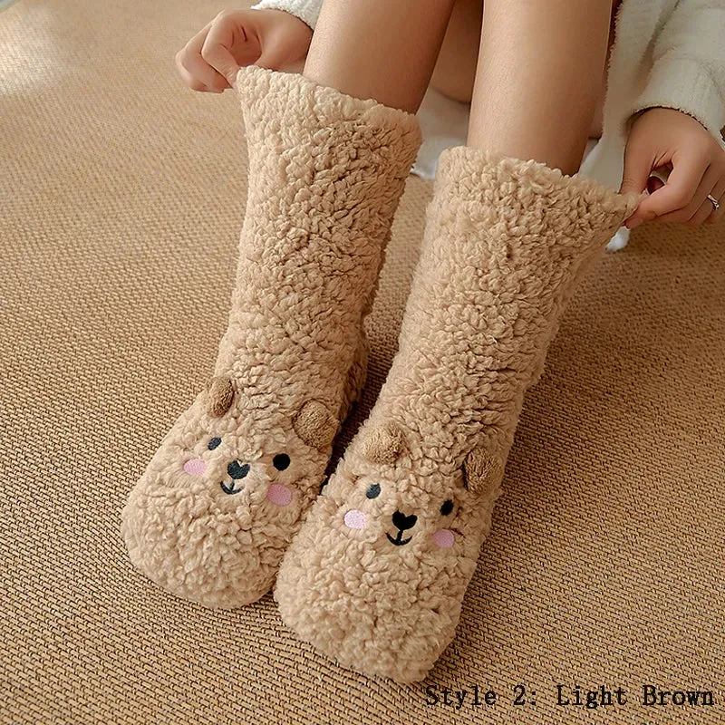 Thickened Winter Cotton Socks Women Warm Home Slipper Solid Color