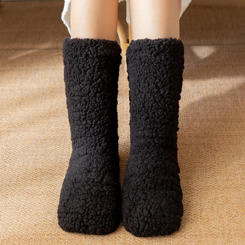 Thickened Winter Cotton Socks Women Warm Home Slipper Solid Color