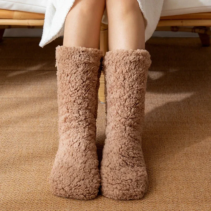 Thickened Winter Cotton Socks Women Warm Home Slipper Solid Color