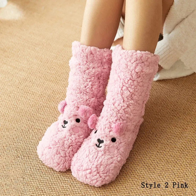 Thickened Winter Cotton Socks Women Warm Home Slipper Solid Color