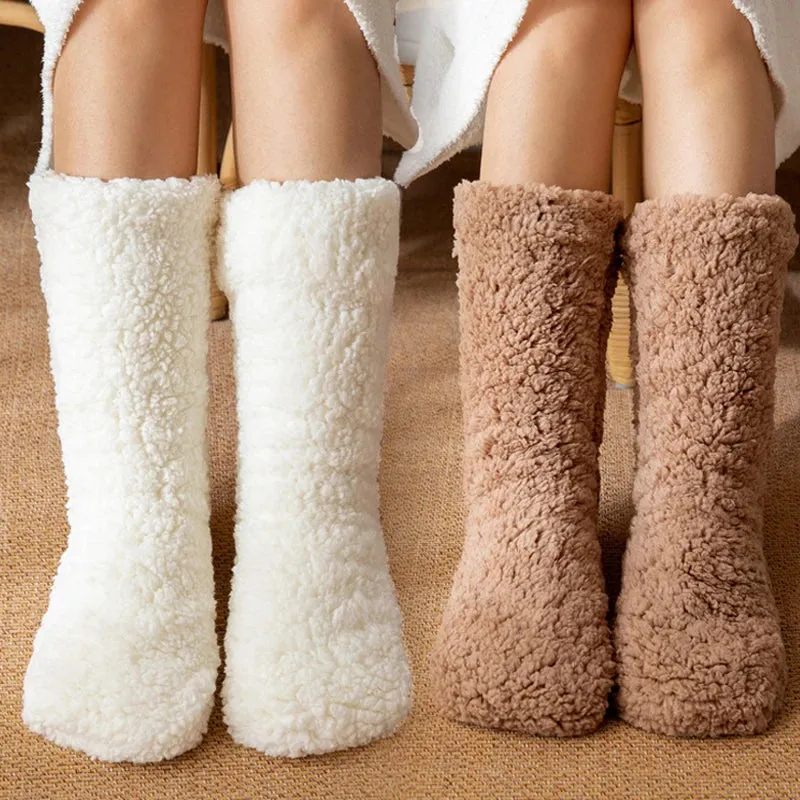 Thickened Winter Cotton Socks Women Warm Home Slipper Solid Color