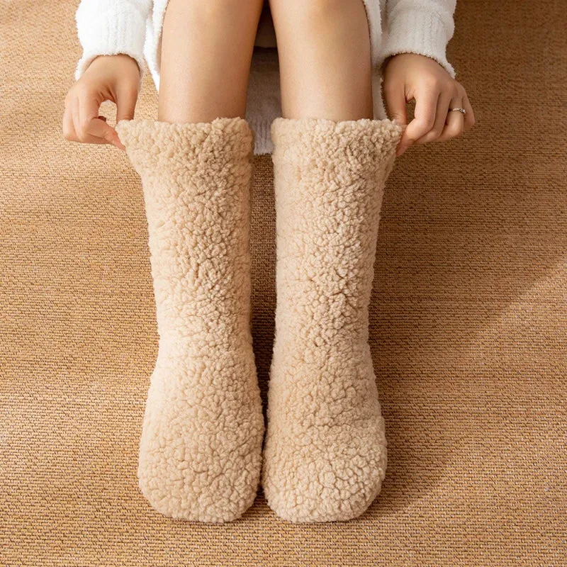 Thickened Winter Cotton Socks Women Warm Home Slipper Solid Color