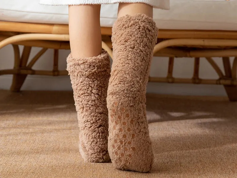 Thickened Winter Cotton Socks Women Warm Home Slipper Solid Color