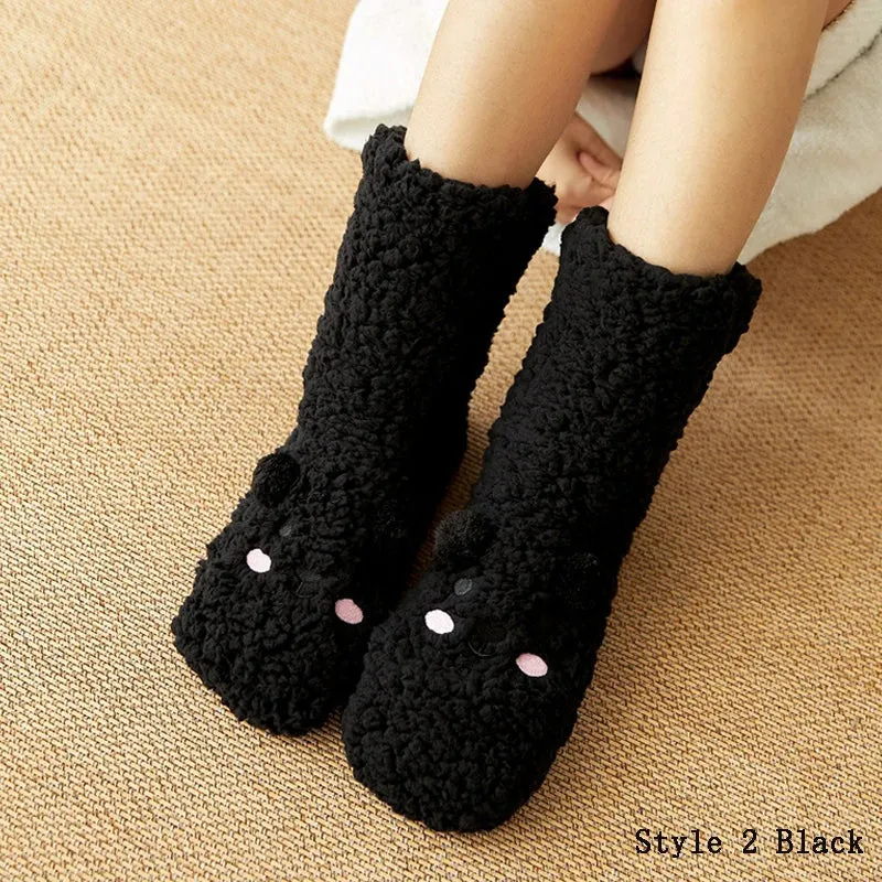 Thickened Winter Cotton Socks Women Warm Home Slipper Solid Color