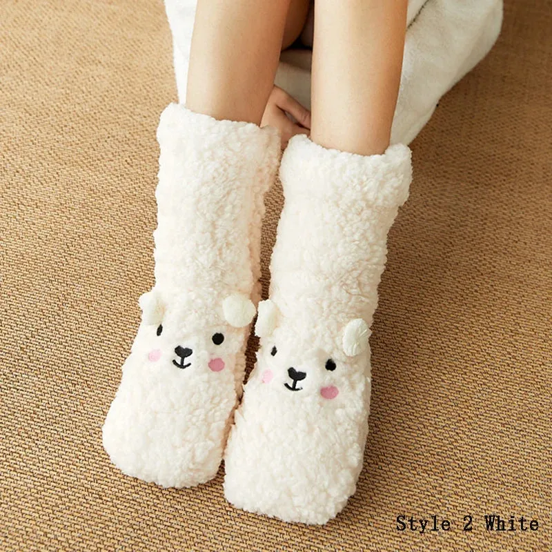 Thickened Winter Cotton Socks Women Warm Home Slipper Solid Color