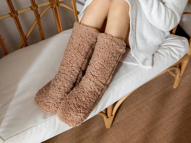 Thickened Winter Cotton Socks Women Warm Home Slipper Solid Color