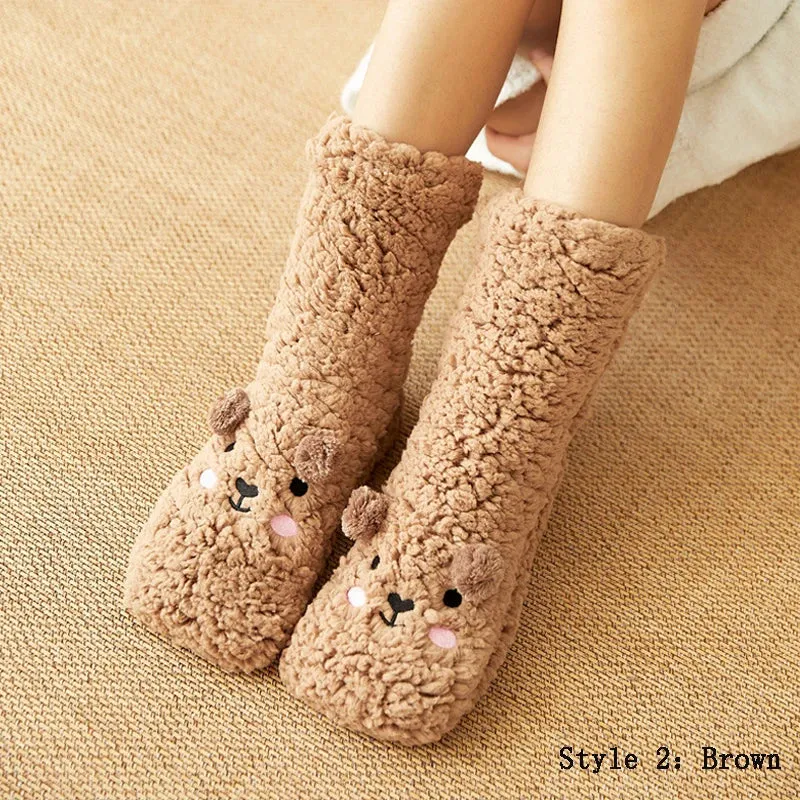 Thickened Winter Cotton Socks Women Warm Home Slipper Solid Color