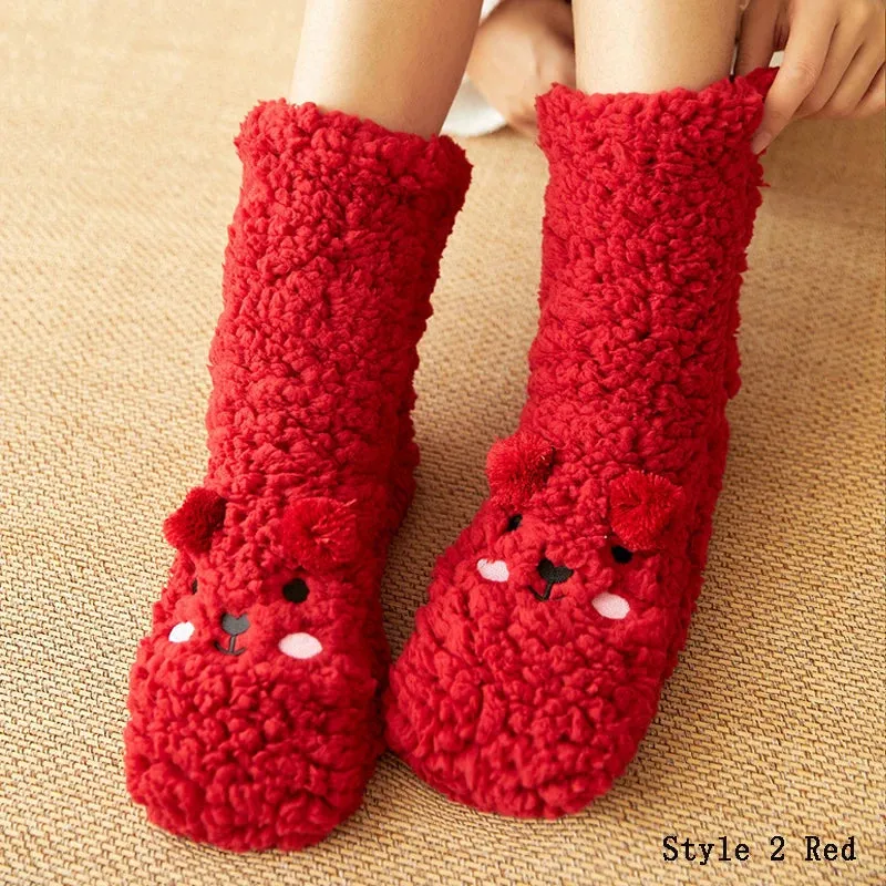 Thickened Winter Cotton Socks Women Warm Home Slipper Solid Color