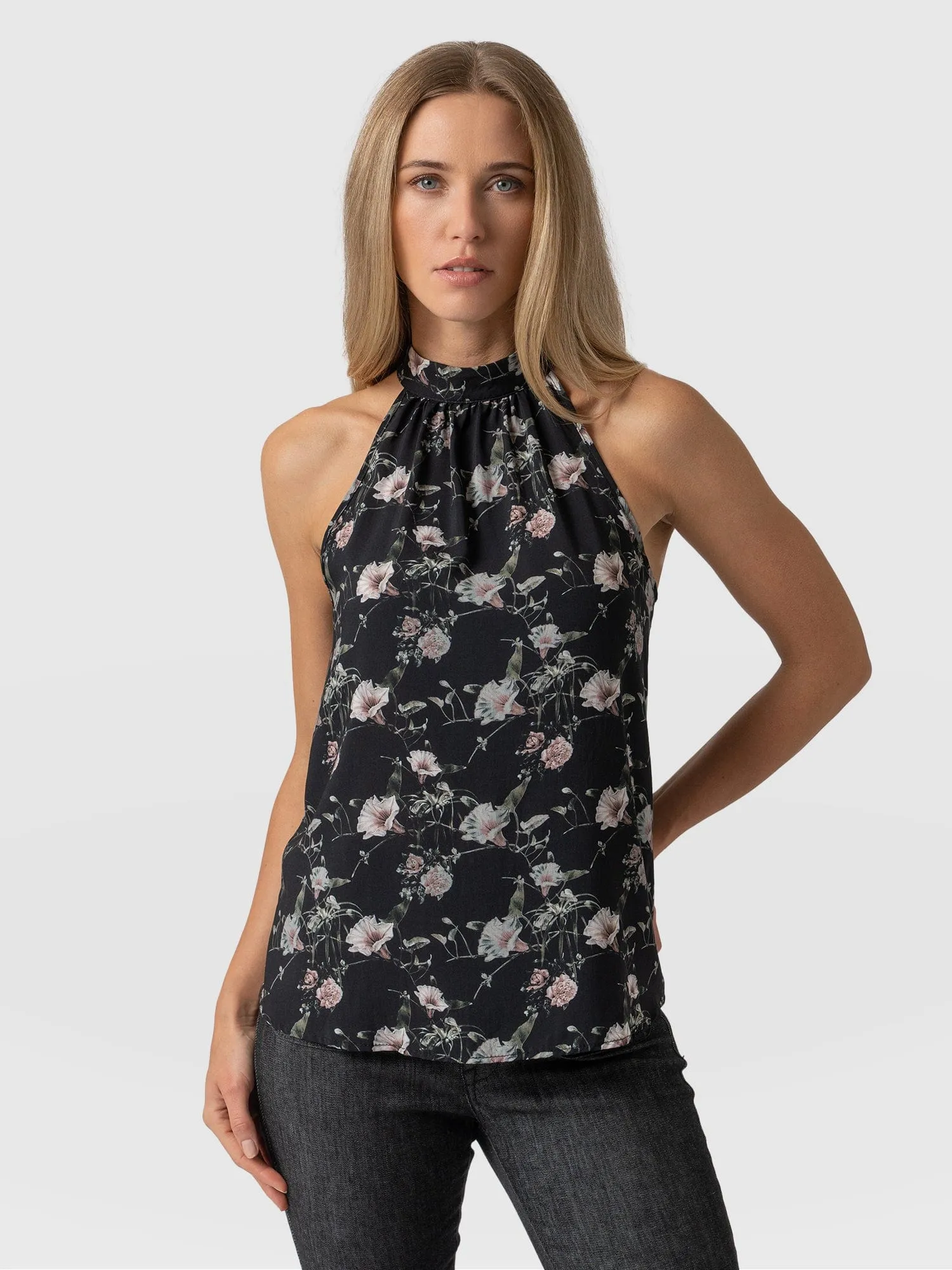 Tilda Halter Neck Top - Gothic Floral