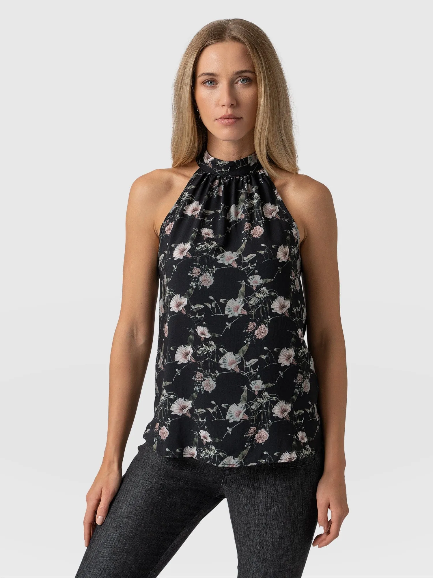 Tilda Halter Neck Top - Gothic Floral