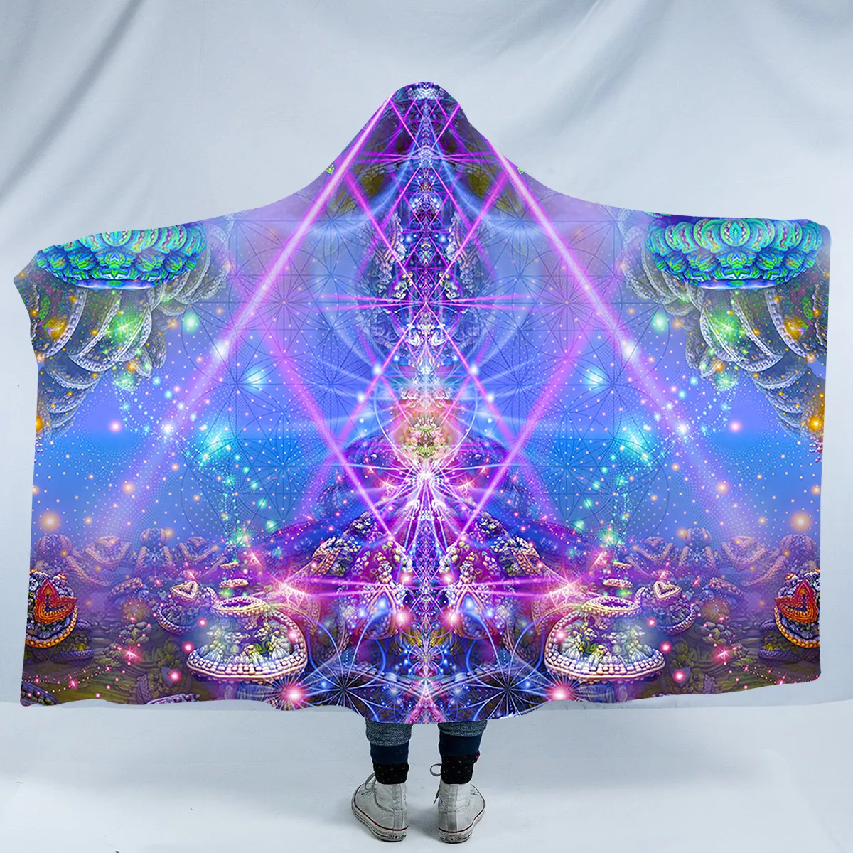 Trippy Hooded Blanket | Psy Blanket With Hood | Gates of Atlantis