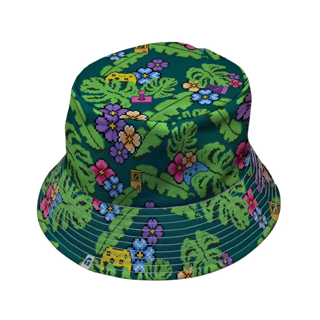 Tropical Video Game Pixels Bucket Hat