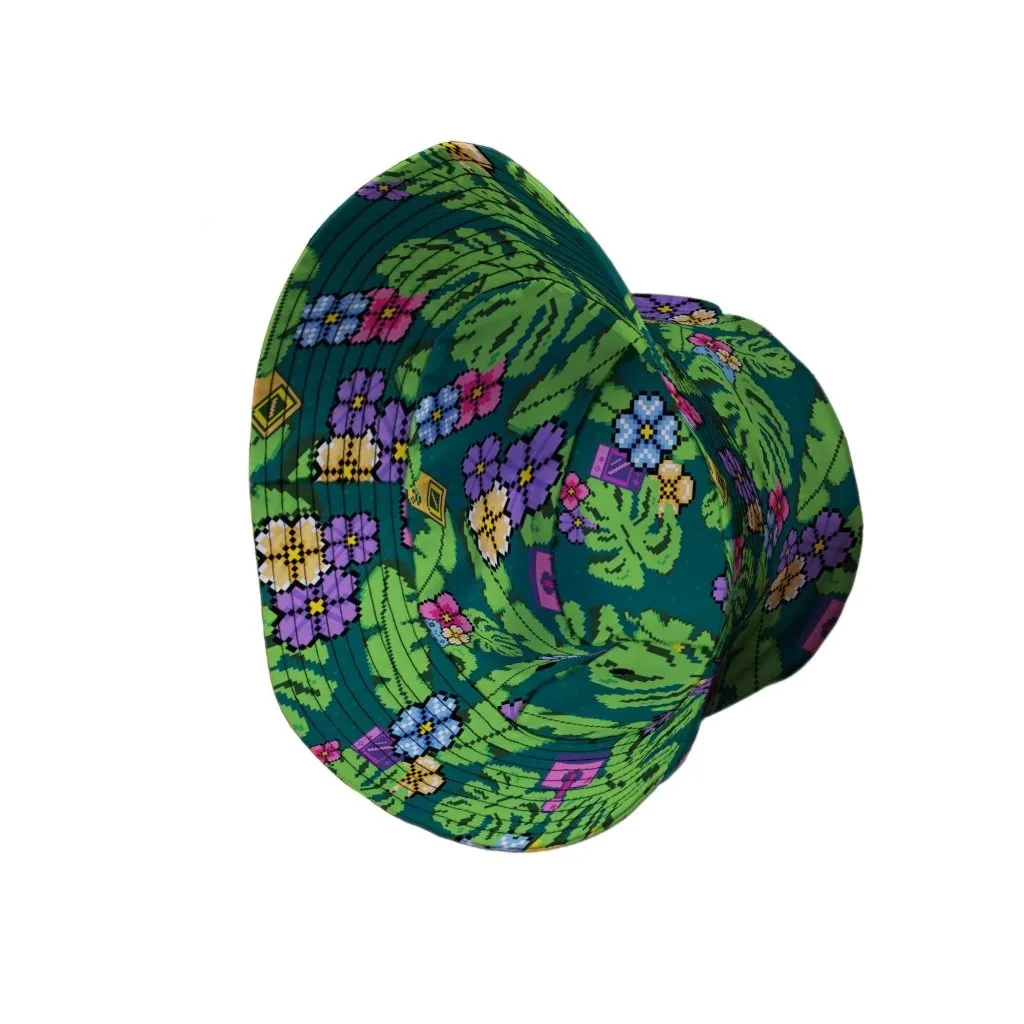 Tropical Video Game Pixels Bucket Hat